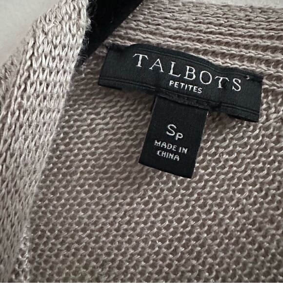 Talbots 100% Linen 3/4 Sleeve Cardigan Beige Size Longer Length Size S Petite - Picture 3 of 6